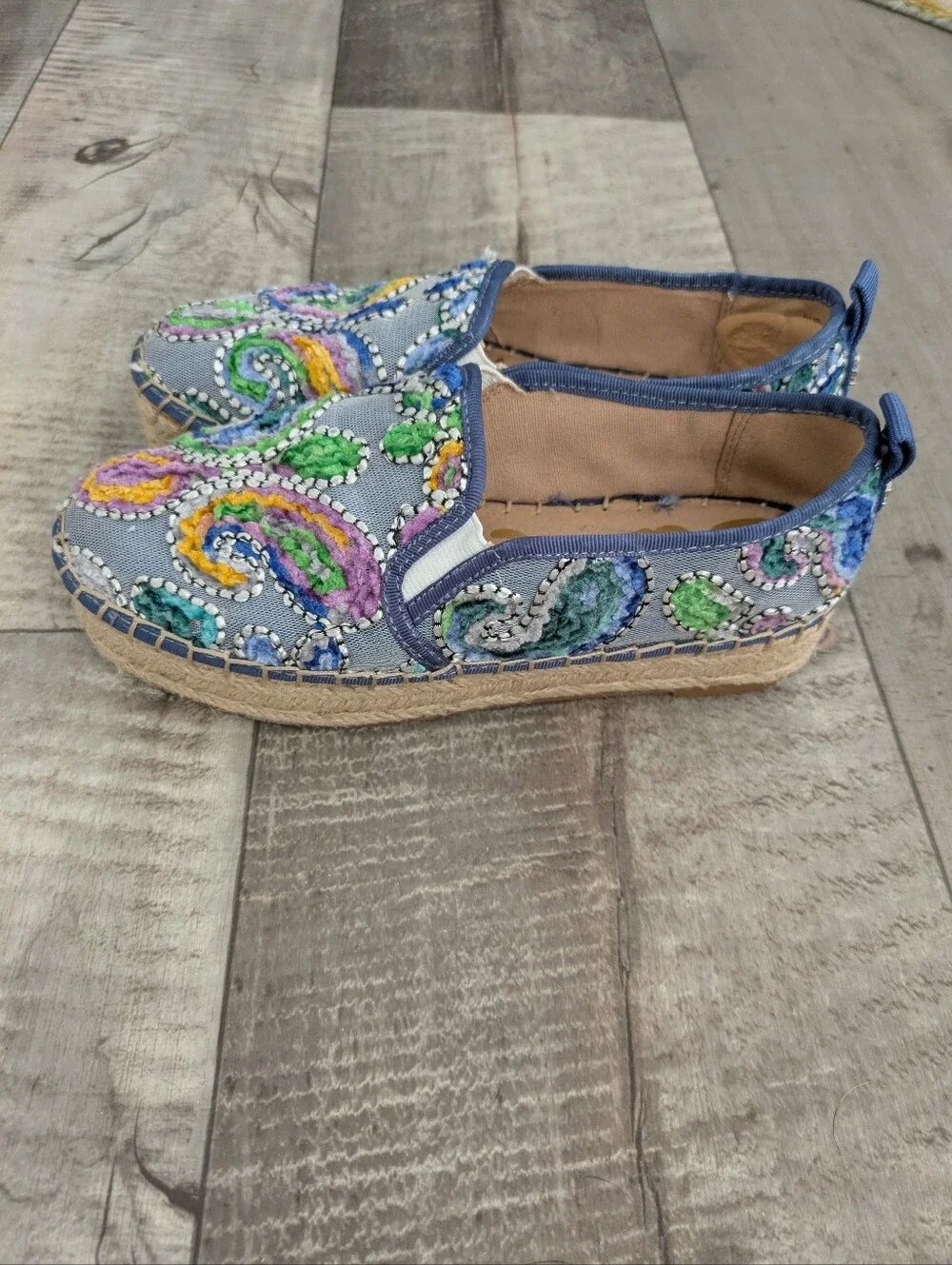 SAM EDELMAN Women's 6  Carrin Multi Color Embroidered Paisley Espadrilles